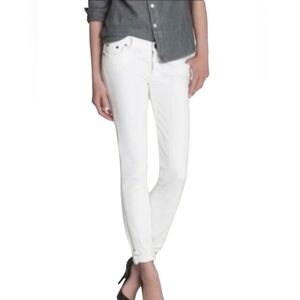 J Crew Matchstick White Slim Straight Jeans Mid Rise Denim Sz 26
